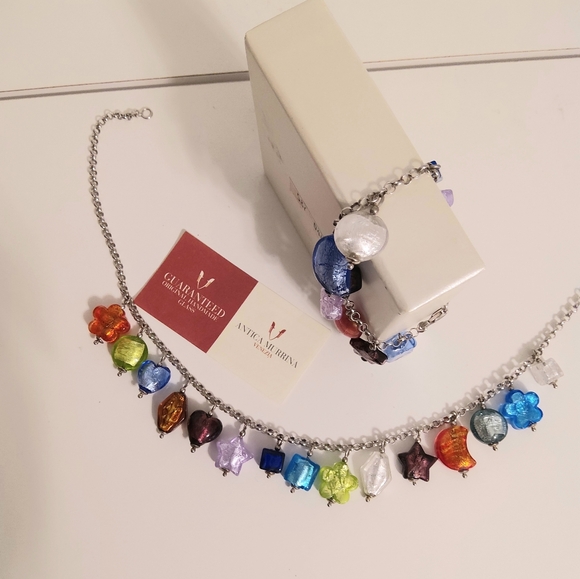 Jewelry - ANTICA MURINA Venezian Made Multicolor Glass Necklace & Bracelet